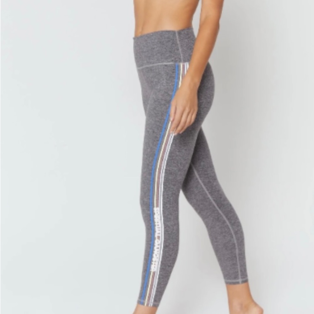 Spiritual Gangster Heather Gray High-Rise Multi Colored Stripes  Leggings XS